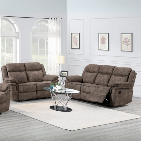 Relax in style with the Lismore Recliner Sofa in Brown Fabric featuring plush comfort, manual recline and modern design, the perfect living room upgrade