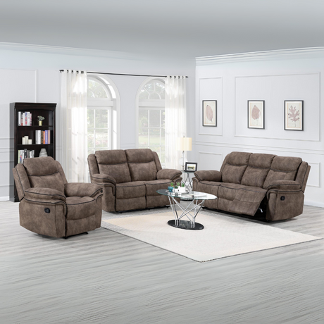 Relax in style with the Lismore Recliner Sofa in Brown Fabric featuring plush comfort, manual recline and modern design, the perfect living room upgrade