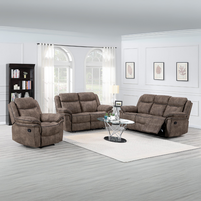 Relax in style with the Lismore Recliner Sofa in Brown Fabric featuring plush comfort, manual recline and modern design, the perfect living room upgrade