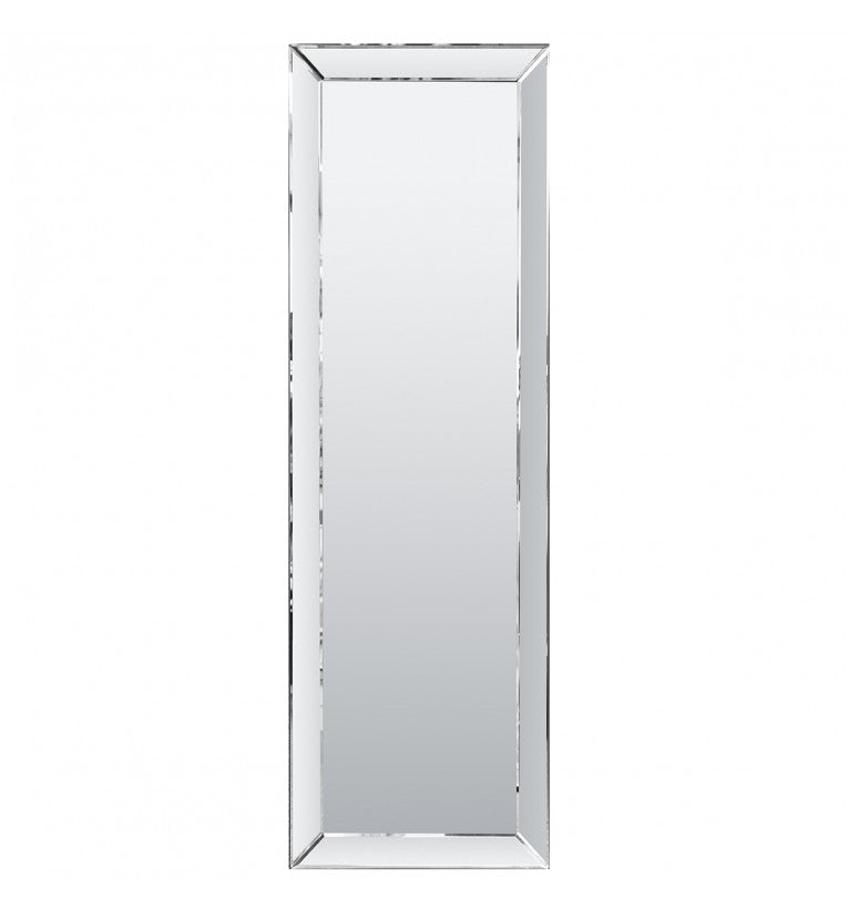 The Gallery Luna Full-Length Mirror in Silver features bevelled panels, silver edge, versatile portrait or landscape hanging.