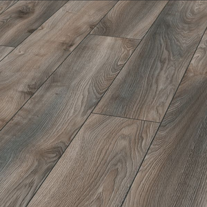 The Macro Oak Grey Laminate Flooring 12mm features AC5 durability, 5G click system, long planks and a modern oak finish.
