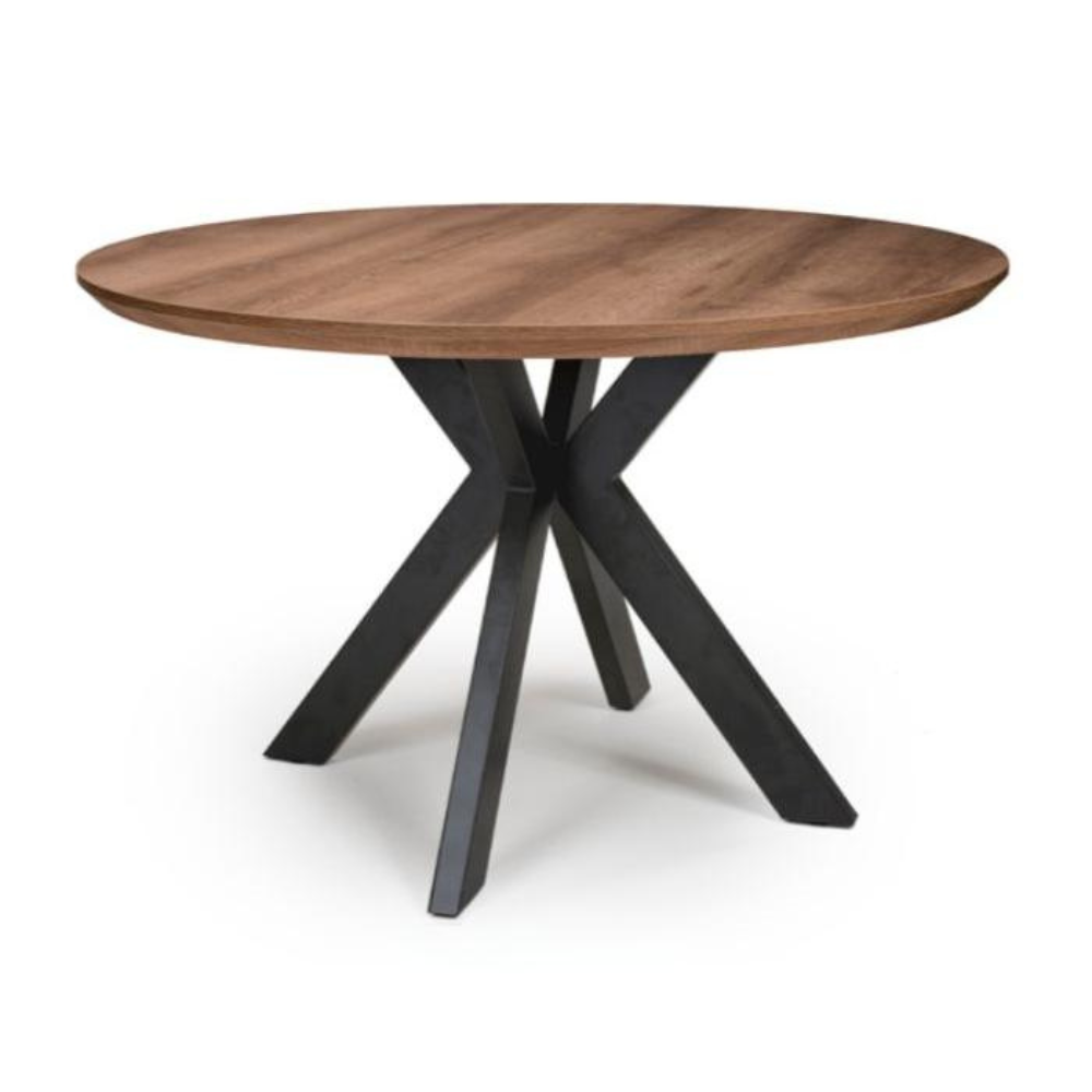 The Malin Extending Round Table 1200-1600mm in Light Walnut features heat, stain, and scratch resistance