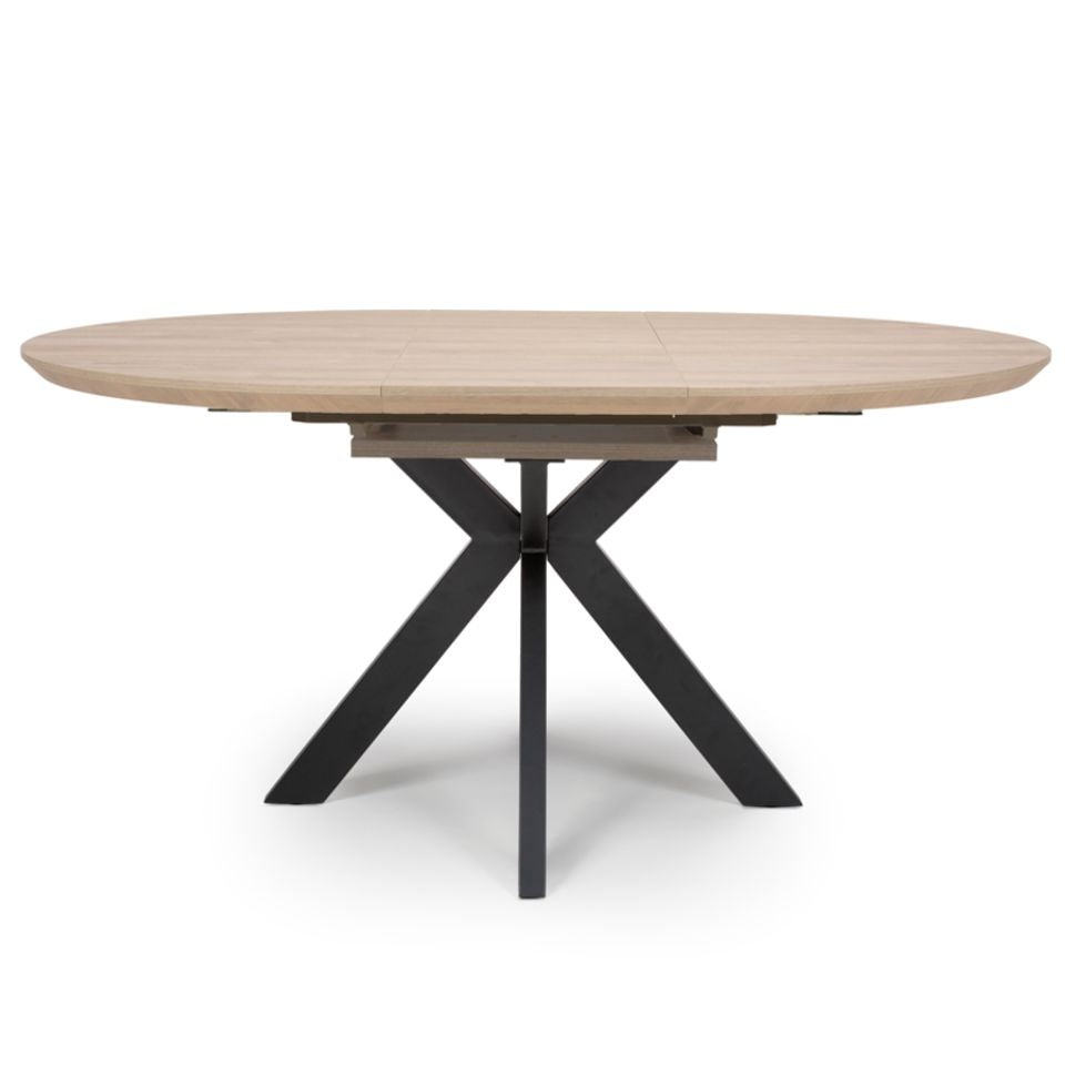 The Malin Extendable Round Dining Table in Oak offers a wood-effect top ensuring heat, stain & scratch resistance