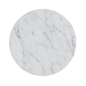 The Marmora Round Nest of Tables - Grey Base & White Marble offers a grey steel frame, white marble tops, space-saving design