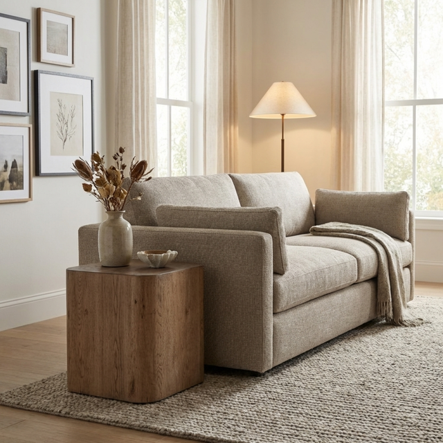 Tree table in sitting room setting.