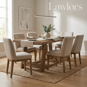 Dining room with oak dining table and latte chairs set