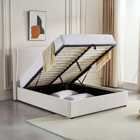 The Meadow Ottoman Bed in Cashmere combines elegant design, generous storage and a supportive slatted base for a stylish and practical bedroom upgrade