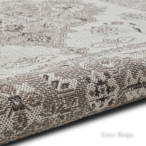 For your indoor or outdoor spaces the Miami Indoor/Outdoor Machine Made Rugs feature styles in vintage or botanical designs and durable polypropylene