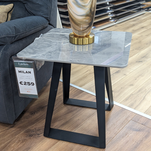 The Milan End Table features a striking dark grey marble top and sleek black legs provide ensuring both style and stability. Enjoy nationwide shipping!