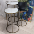 Add elegance with the Mirror Top Nest of Tables with an antique gold finish, mirrored tops and stackable design make this set of 3 stylish and practical