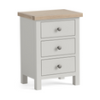 Country Painted Bedside Locker in Light Grey has a compact design and features an oak-effect top, three roomy drawers and antique style knobs.