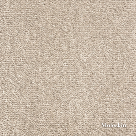 Close-up of beige fabric texture with 'Moleskin' branding.