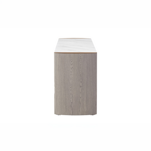 The Mondello 2 Drawer Dressing Table in Washed Oak features a luxurious sintered stone top, sleek steel accents and storage for a stylish practical bedroom