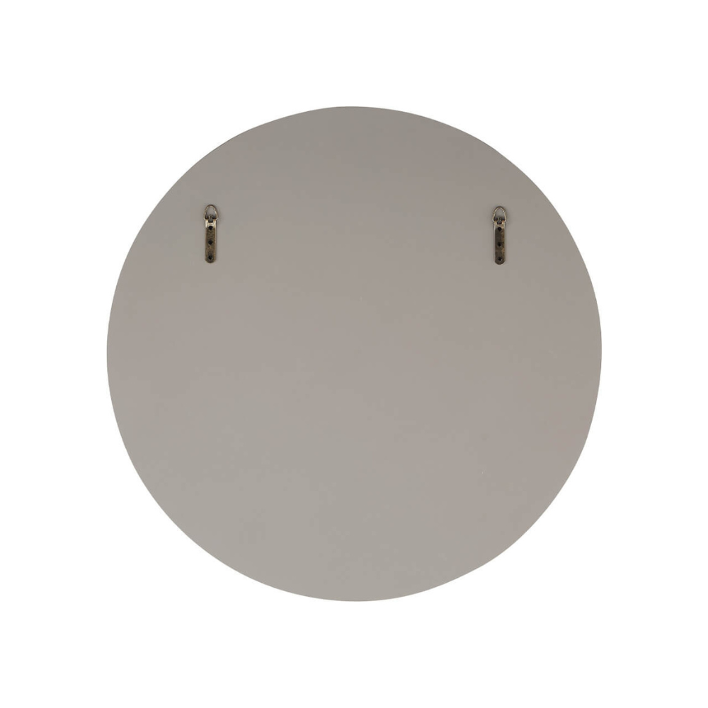 The Mondello Round Mirror in Washed Oak features a sleek frame and a tempered glass, perfect for pairing with furniture or as a standalone accent