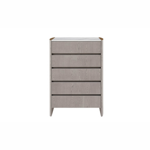 The Mondello Tall 5 Drawer Chest in Washed Oak offers a luxurious style, a durable stone top and five spacious drawers for elegant and practical storage