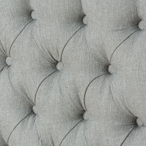 The Monika Fabric Headboard - 56" features elegant deep button Chesterfield design, custom fabric and floor standing with chrome gliders, ideal for any bed!