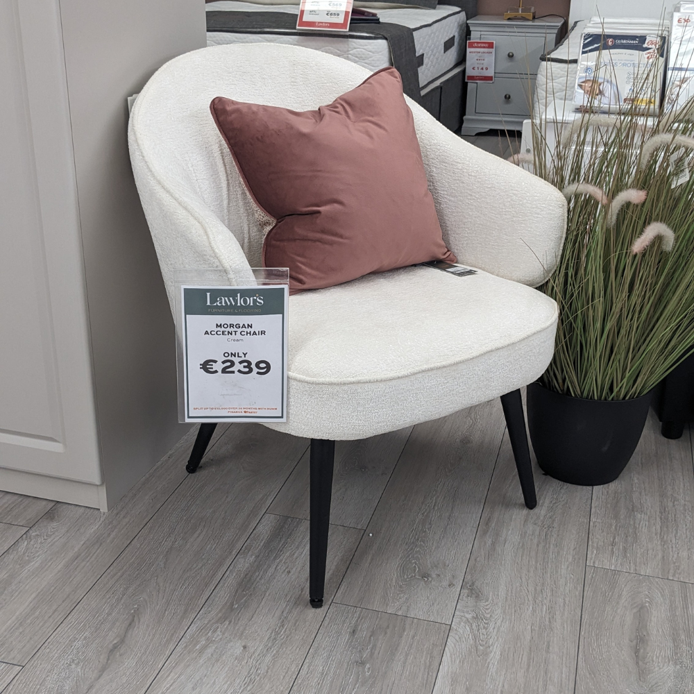 The Morgan Accent Chair in Cream & Light Grey features a compact tub chair with elegant design, cushioned comfort and versatile style for any room