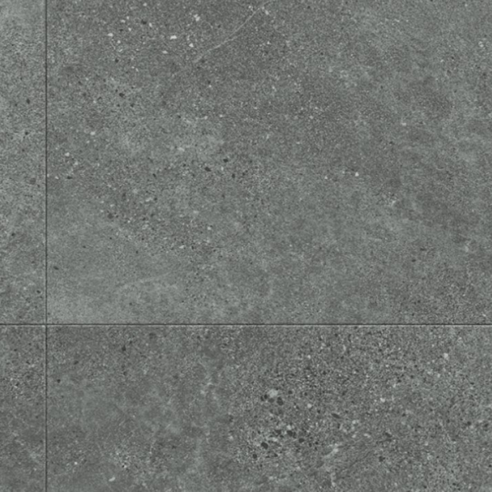 The Ninaventura Graphite Tile SPC Flooring features sleek tile design, waterproof mineral core, Titanium Nano finish and 25 year warranty