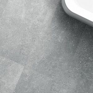 The Ninaventura Silver Forma Tile SPC Flooring features sleek tile design, waterproof mineral core, Titanium Nano finish and 25 year warranty
