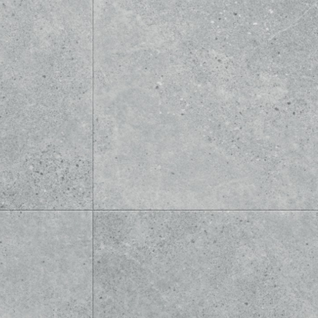 The Ninaventura Silver Forma Tile SPC Flooring features sleek tile design, waterproof mineral core, Titanium Nano finish and 25 year warranty