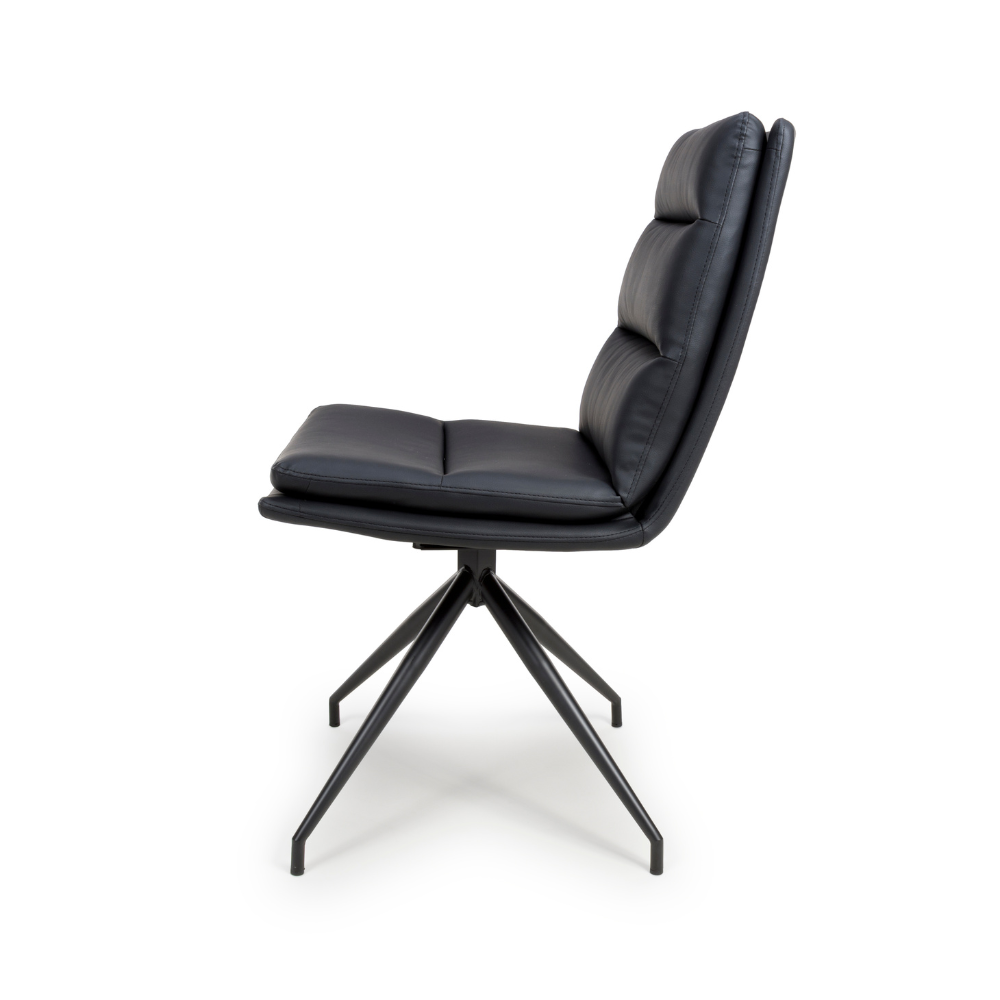 The Nobo Swivel Chair in Black features a 360° swivel base, strong metal legs and plush faux leather with nationwide delivery across Ireland!