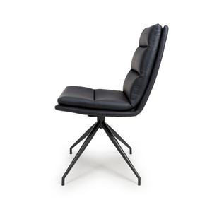 The Nobo Swivel Chair in Black features a 360° swivel base, strong metal legs and plush faux leather with nationwide delivery across Ireland!