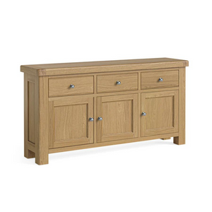 The Normandy Large Sideboard featuring solid oak frames and oak veneers