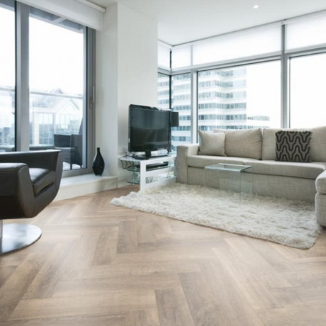 The Nottingham Herringbone Laminate Flooring - 12mm, AC6-rated, underfloor heating compatible, 30-year warranty