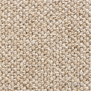 Close-up of oatmeal-colored carpet texture