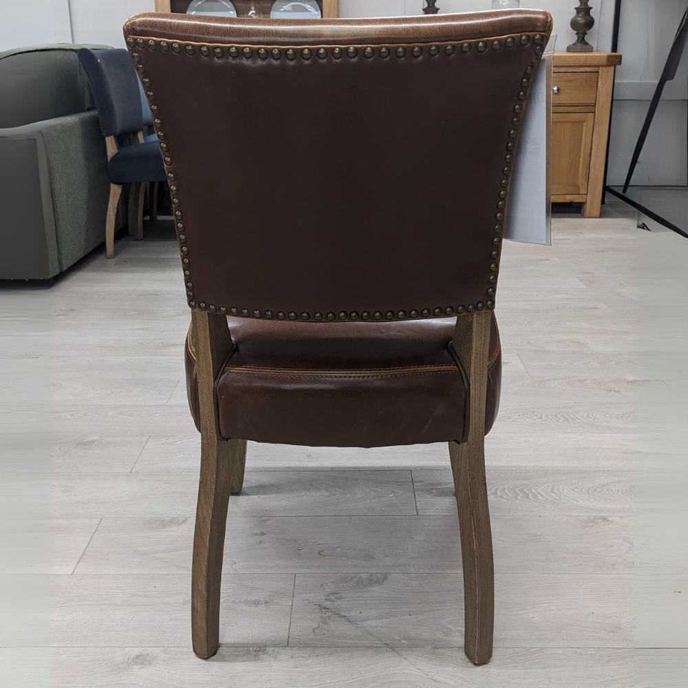 The Ontario Leather & Velvet Dining Chair offers the Ink Blue and Tan in leather and Grey, Dark Grey and Blue in velvet with a solid oak frame and legs