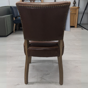 The Ontario Leather & Velvet Dining Chair offers the Ink Blue and Tan in leather and Grey, Dark Grey and Blue in velvet with a solid oak frame and legs