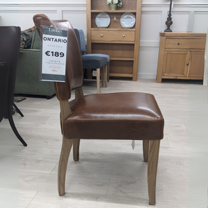 The Ontario Leather & Velvet Dining Chair offers the Ink Blue and Tan in leather and Grey, Dark Grey and Blue in velvet with a solid oak frame and legs