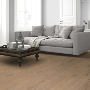 The Oregon Oak Laminate Flooring - 12mm features rich honey tones, AC4 durability, embossed texture, V Groove Bevel and easy DocLoc installation