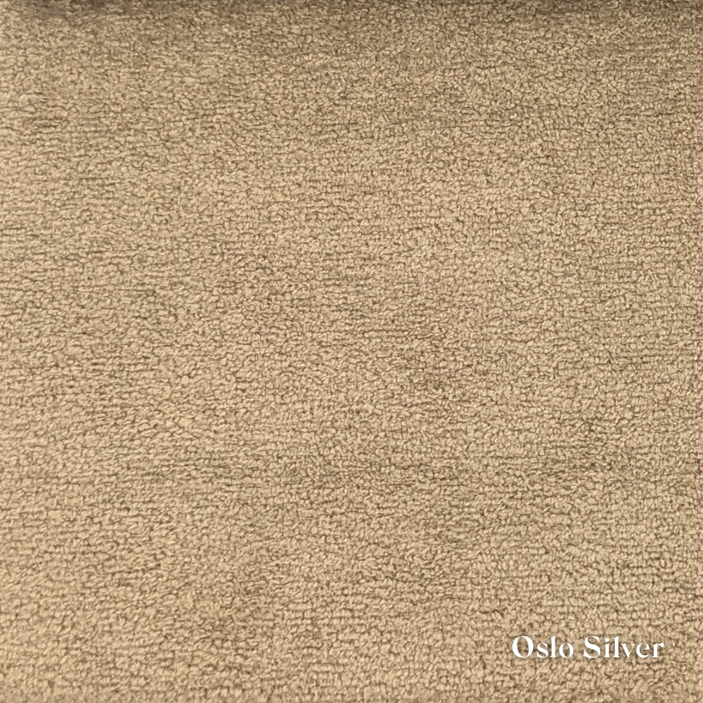 Oslo Silver fabric swatch, a light modern grey, available for Faith & Ethan Headboards and Divans