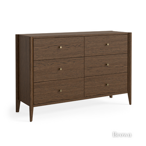 The Paris 6 Drawer Chest in Brown or Natural offers 6 spacious drawers with elegant brass knobs and smooth drawers that's both stylish and practical