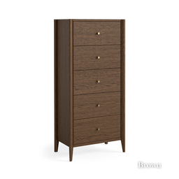 The Paris Tall 5 Drawer Chest in Brown or Natural offers a space saving design with elegant brass knobs and smooth drawers that's both stylish and practical
