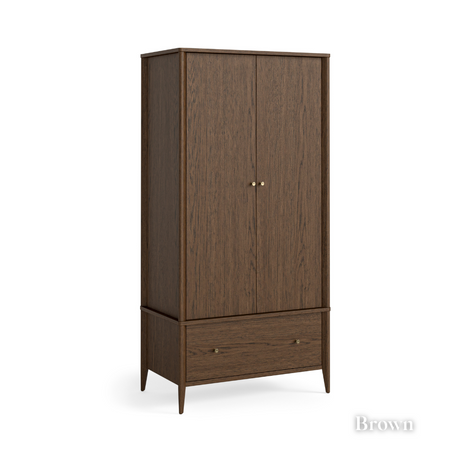 The Paris Wardrobe in Brown or Natural offers an elegant brass knobs and smooth drawers that's both stylish and practical