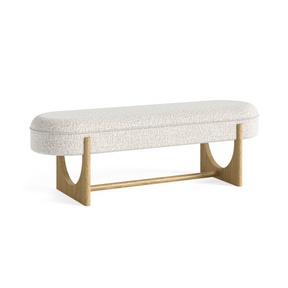 The Phoenix Bench pairs a natural oak base with a soft cushioned seat, offering versatile style and comfort for dining tooms, bedrooms or hallways