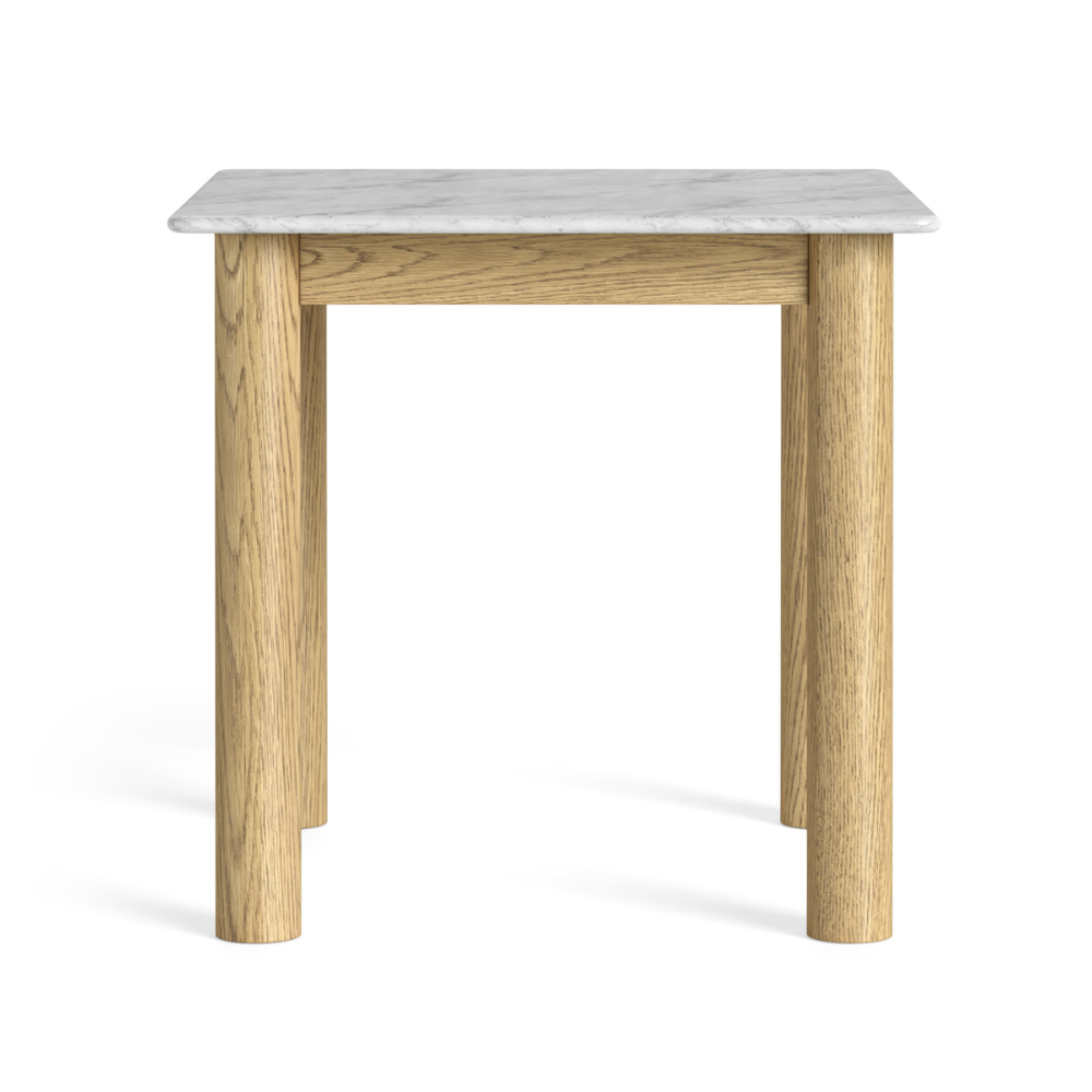 The Phoenix Bistro Table in oak with a marble top blends modern style and practicality, perfect for kitchens, breakfast areas or compact dining spaces