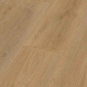 The Premium Oak Natural Laminate Flooring - 12mm features Durable AC5-rated, 4V bevelled edges and easy-to-install Clic system.