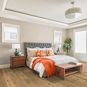 The Prestige Oak Engineered Flooring - 15mm features natural grains, European craftsmanship, easy installation and a durable matt lacquer finish