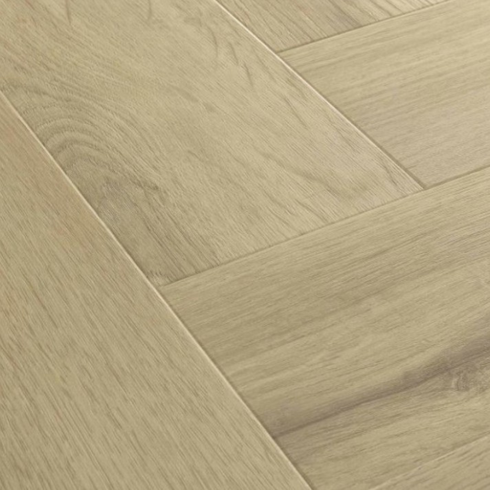 The Princeton Oak Herringbone SPC Flooring features a timeless oak design, suitable for underfloor heating, Titanium Nano finish and a 25 year warranty