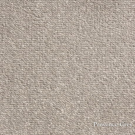 Textured gray fabric swatch with 'Provence Grey' label