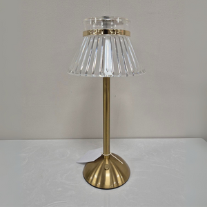 The Rechargeable LED Table Lamp 33cm in Gold base & Crystal shade features 3 light tones, a built in USB port & a compact 33cm design for any modern space