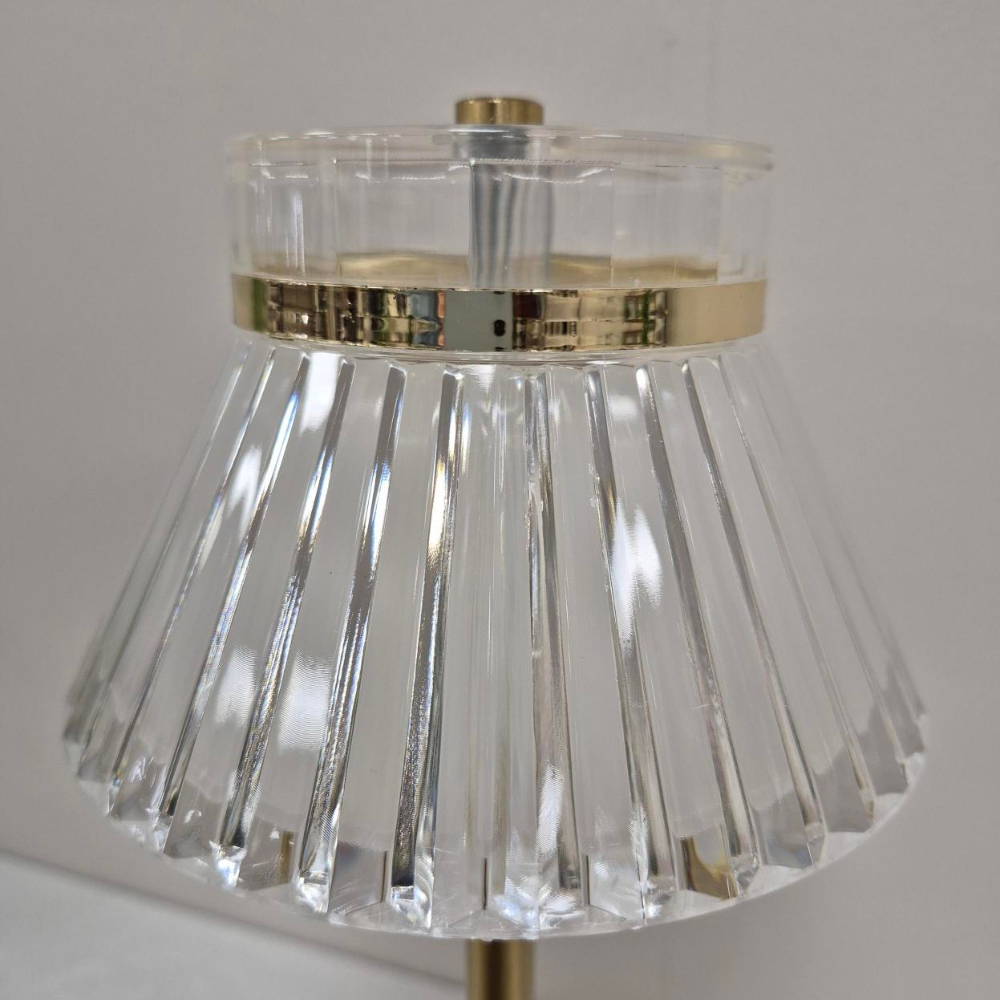 The Rechargeable LED Table Lamp 33cm in Gold base & Crystal shade features 3 light tones, a built in USB port & a compact 33cm design for any modern space