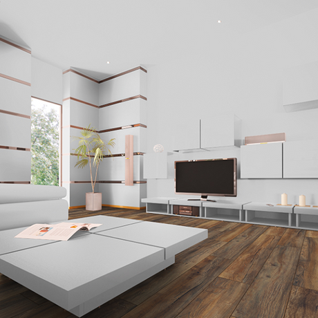 The Reclaimed Oak Laminate Flooring - 8mm offers rustic wide planks, AC4 durability, and easy 5G click system installation.