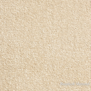 Textured beige fabric swatch labeled 'Roasted Almond'