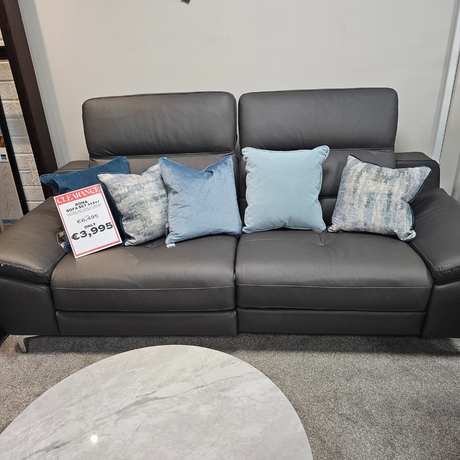 The Roma Electric Recliner Sofa Set (3+2+1) in Grey offers electric reclining, high-quality Italian leather, classic style