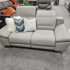 The Roma Electric Recliner Sofa Set (3+2+1) in Grey offers electric reclining, high-quality Italian leather, classic style
