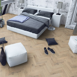 The Romantic Oak Herringbone Engineered Flooring - 15mm features natural grains, multi layer stability and brushed matt lacquer finish